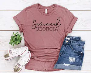 Savannah, GA Red /Mauve T-Shirt
