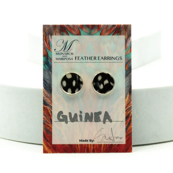Guinea Silver Feather Stud Earrings
