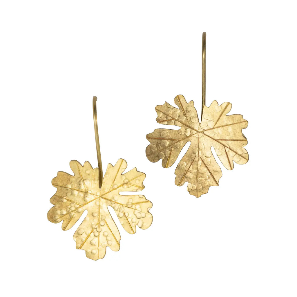 Leaf Drop Earrings in Brass