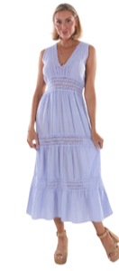 Sky Blue Tiered Cotton Dress - Gabrielle