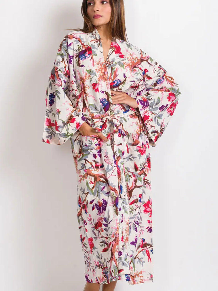 Sevya Long Graphic Print Kimono Robes