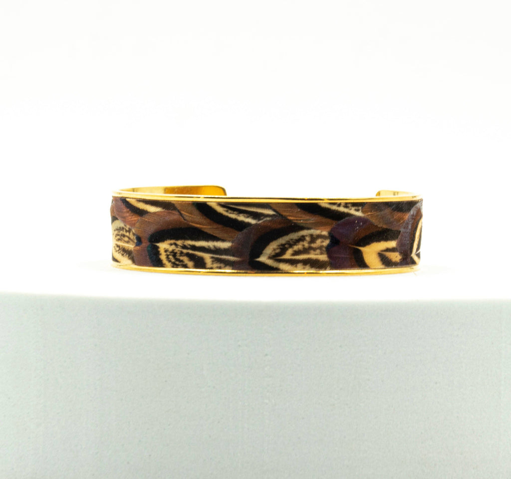 Pheasant Feather Cuff - Wide Brown